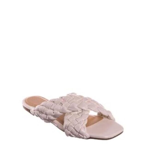 Bamboo Braided Crisscross Strap Kick 61 Sandal White Size 6 New - Picture 2 of 6